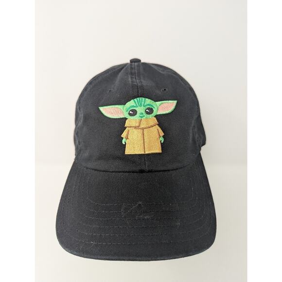 Disney Star Wars Mandalorian Baby Yoda Grogu Hat Black Cap Adult Adjustable OSFM - Picture 2 of 7